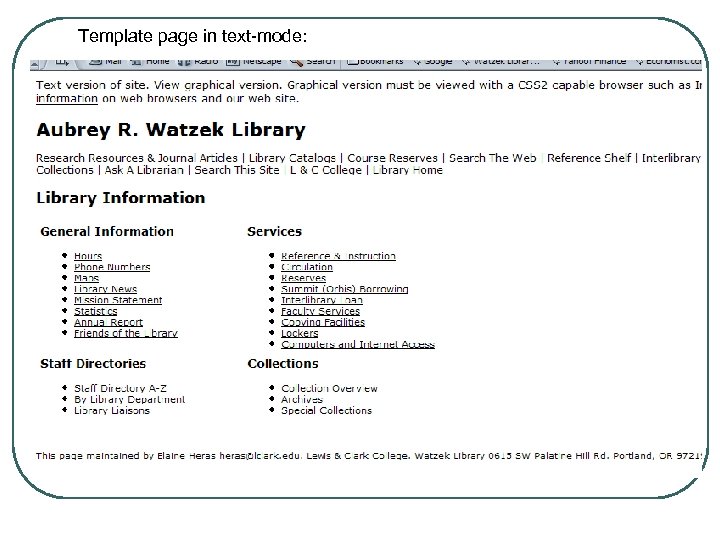 Template page in text-mode: 