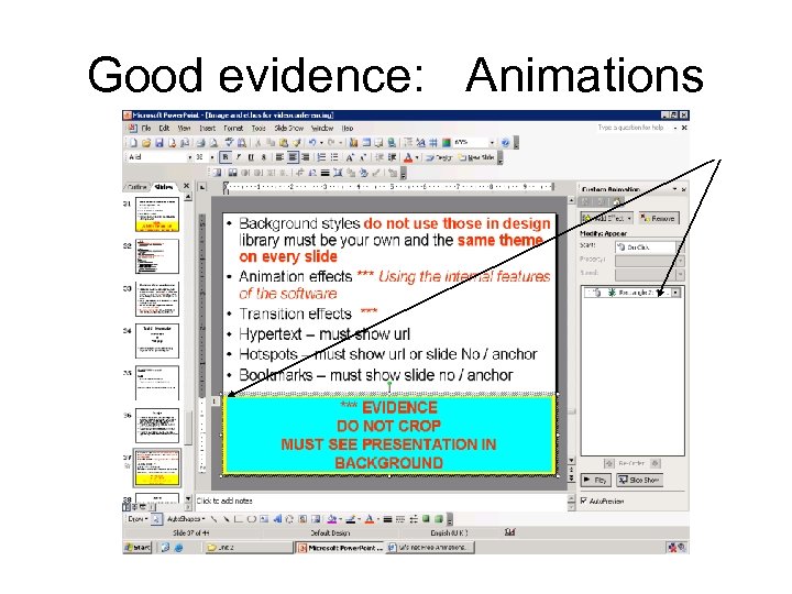 Good evidence: Animations 