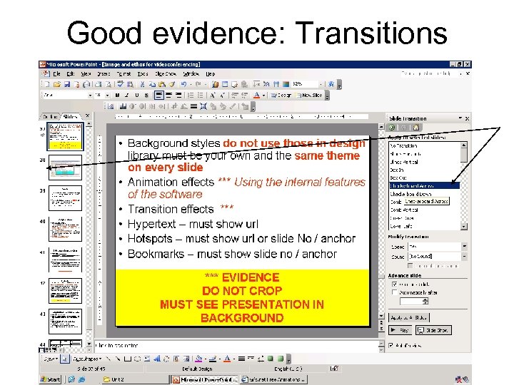 Good evidence: Transitions 