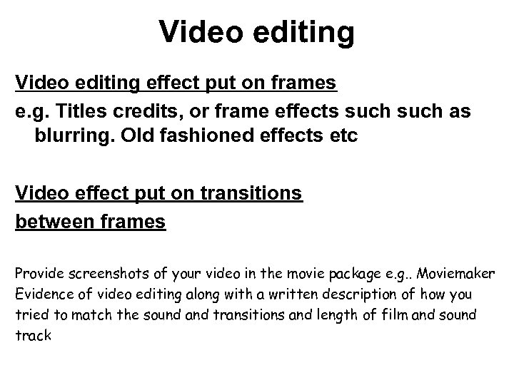Video editing effect put on frames e. g. Titles credits, or frame effects such