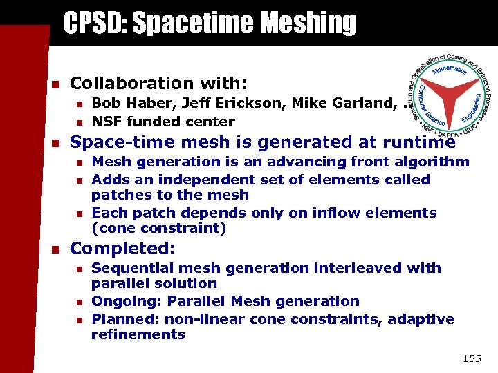 CPSD: Spacetime Meshing n Collaboration with: n n n Space-time mesh is generated at