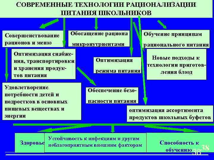 СОВРЕМЕННЫЕ ТЕХНОЛОГИИ РАЦИОНАЛИЗАЦИИ ПИТАНИЯ ШКОЛЬНИКОВ Совершенствование рационов и меню Обогащение рациона Обучение принципам микронутриентами