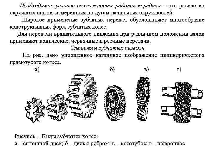  Необходимое условие возможности работы передачи – это равенство окружных шагов, измеренных по дугам