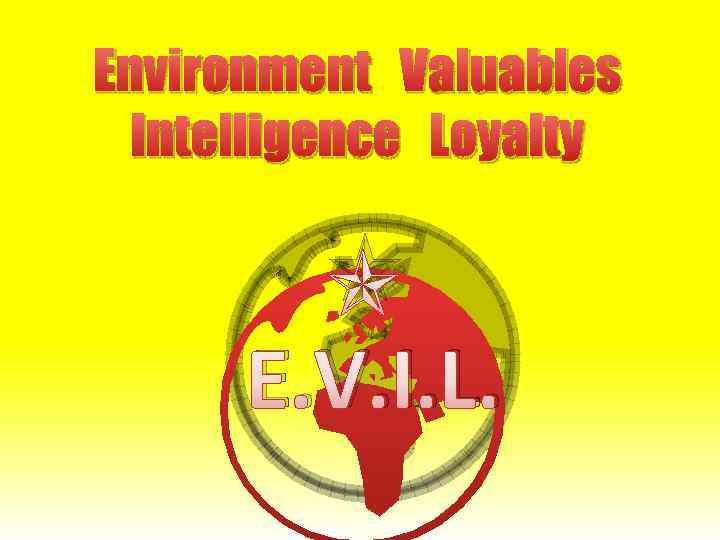 Environment Valuables Intelligence Loyalty E. V. I. L. 