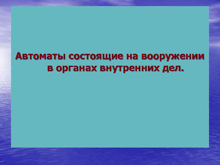 Автоматы состоящие на вооружении в органах внутренних дел. 