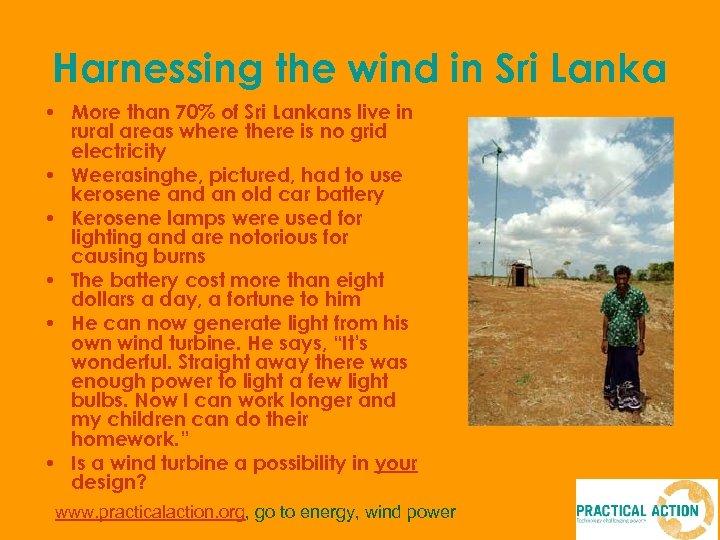 Harnessing the wind in Sri Lanka • More than 70% of Sri Lankans live