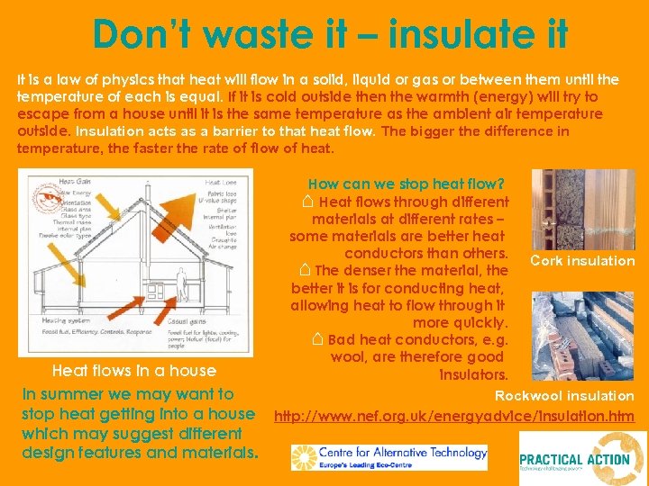Don’t waste it – insulate it It is a law of physics that heat