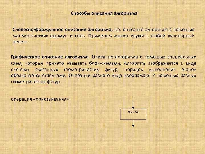 Какое понятие объединяет следующие термины блок схема словесное описание графическое представление