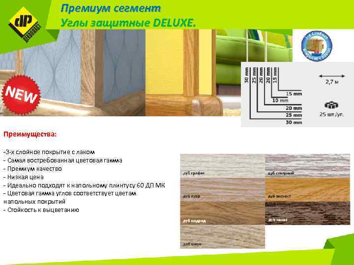 Премиум сегмент Углы защитные DELUXE. Преимущества: -3 -х слойное покрытие с лаком - Самая