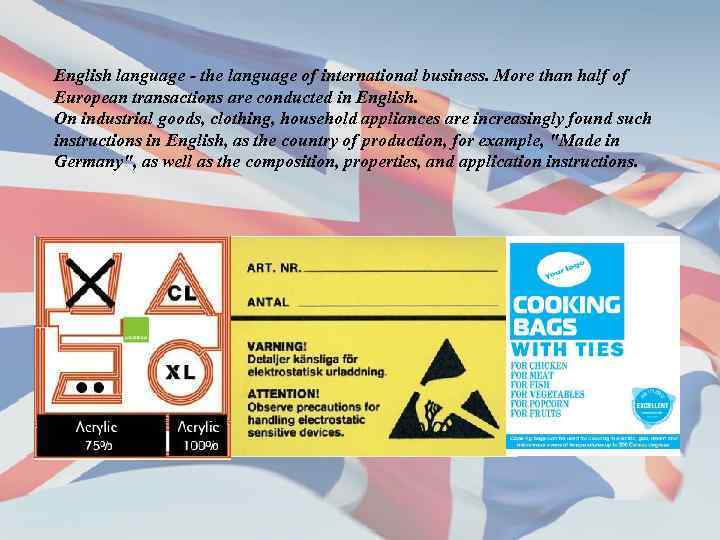 English language - the language of international business. More than half of European transactions