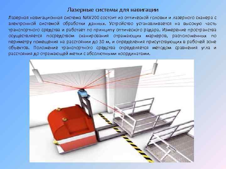 Лазерные системы для навигации Лазерная навигационная система NAV 200 состоит из оптической головки и