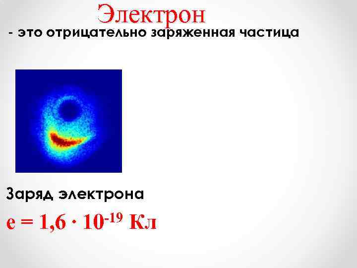 Электрон - это отрицательно заряженная частица Заряд электрона е = 1, 6 ∙ 10