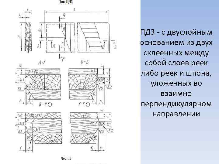 ПД 3 - с двуслойным основанием из двух склеенных между собой слоев реек либо