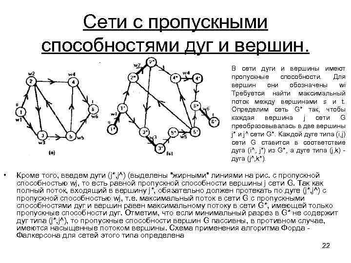 Сети с пропускными способностями дуг и вершин. В сети дуги и вершины имеют пропускные