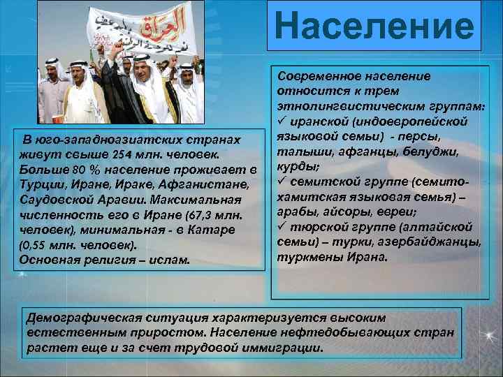 Население В юго-западноазиатских странах живут свыше 254 млн. человек. Больше 80 % население проживает