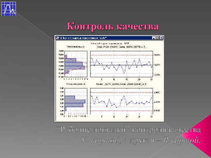 Контроль качества “Рабочие лошадки” контроля качества Х- картой, а другая – R картой. 