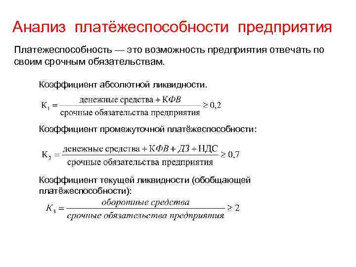 План восстановления платежеспособности предприятия образец