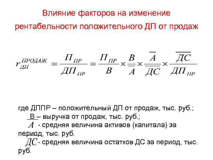 Изменение прибыли от продаж