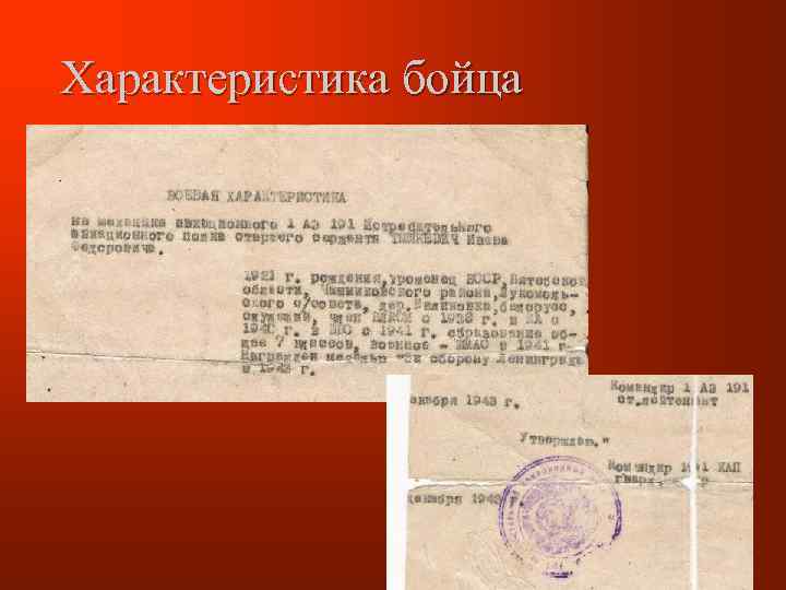 Характеристика бойца 