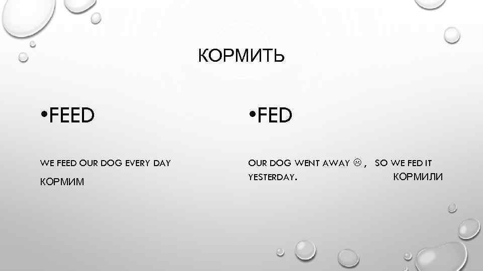 I feed перевод. Feed-Fed(кормить.
