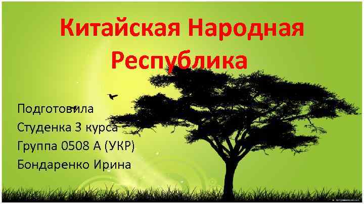 Китайская Народная Республика Подготовила Студенка 3 курса Группа 0508 А (УКР) Бондаренко Ирина 