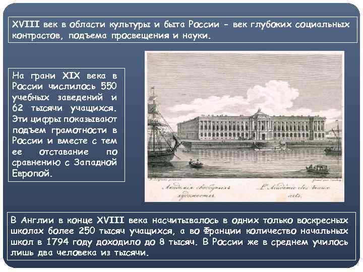 Образование во второй половине 18 века в россии презентация