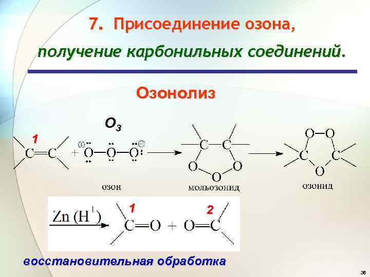Получение озона. Озонолиз олефинов. Электрофильное присоединение к ненасыщенным соединениям. Озонолиз Алкины. Озонолиз изобутилена.