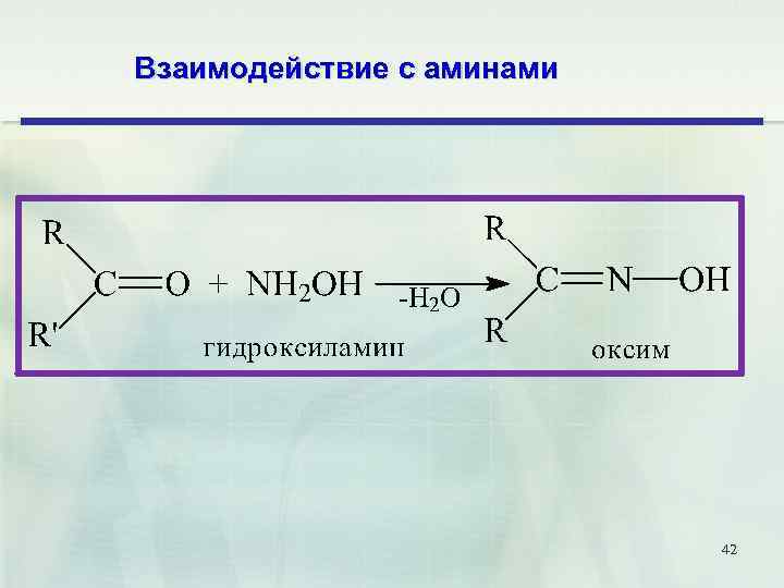 Взаимодействие с аминами 42 