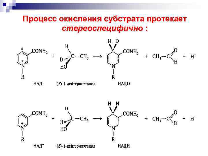 Процесс окисления субстрата протекает стереоспецифично : 