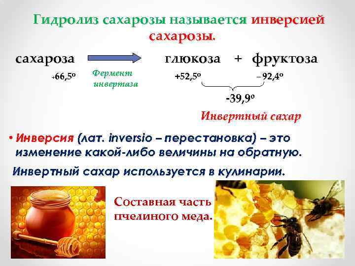 Схема реакции гидролиза сахарозы