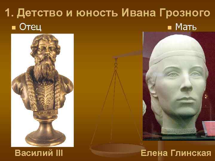 1. Детство и юность Ивана Грозного n Отец Василий III n Мать Елена Глинская