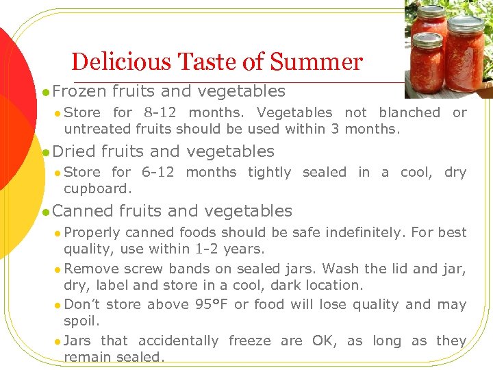 Delicious Taste of Summer l Frozen fruits and vegetables l Store for 8 -12