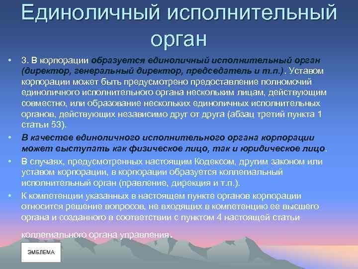 Положение о единоличном исполнительном органе ооо образец