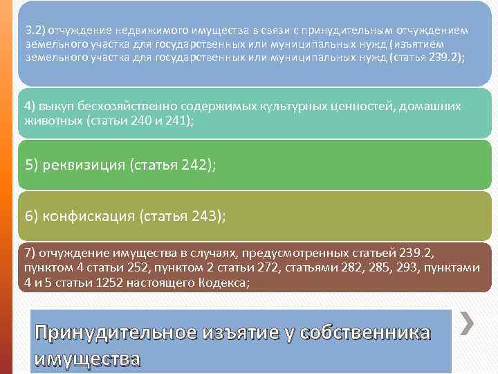 3. 2) отчуждение недвижимого имущества в связи с принудительным отчуждением земельного участка для государственных