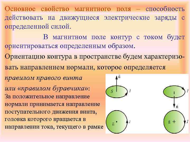 Основное свойство магнитного поля – способность действовать на движущиеся электрические заряды с определенной силой.