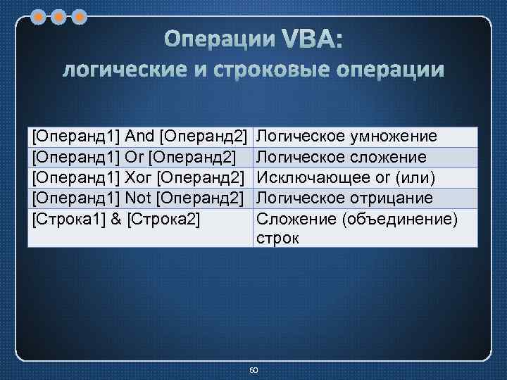 Какие операции из перечисленных. Операции в ВБА. Логические операции в Visual Basic. Логические операции ВБА. Операции в vba.