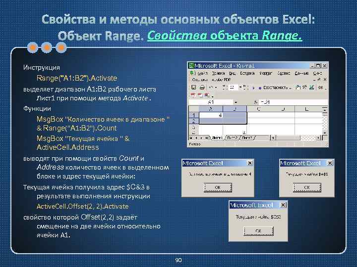 Range a b n. Основные свойства и методы объекта range. Графические объекты excel. Объекты и методы и свойств vba excel. Основные свойства экселя.