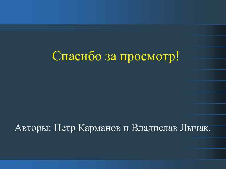 Спасибо за просмотр! Авторы: Петр Карманов и Владислав Лычак. 