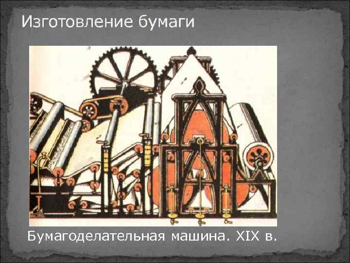 Изготовление бумаги Бумагоделательная машина. XIX в. 