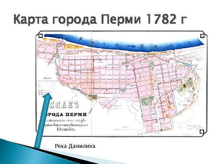 Карта города Перми 1782 г Река Данилиха 