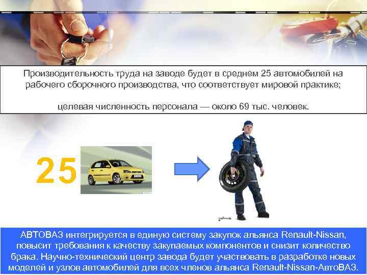 Производительность труда на заводе будет в среднем 25 автомобилей на рабочего сборочного производства, что