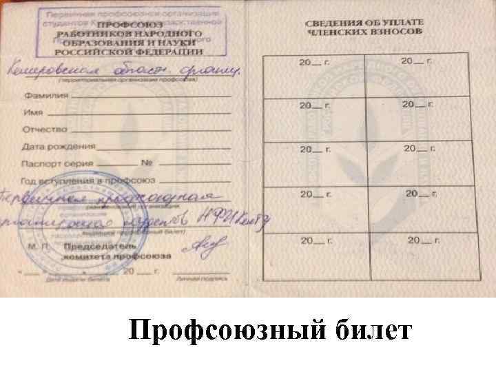 Профсоюзный билет 