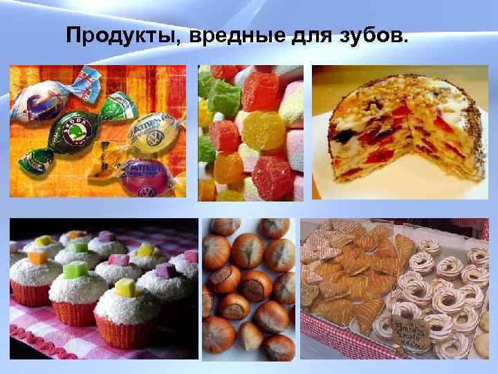 Продукты, вредные для зубов. 