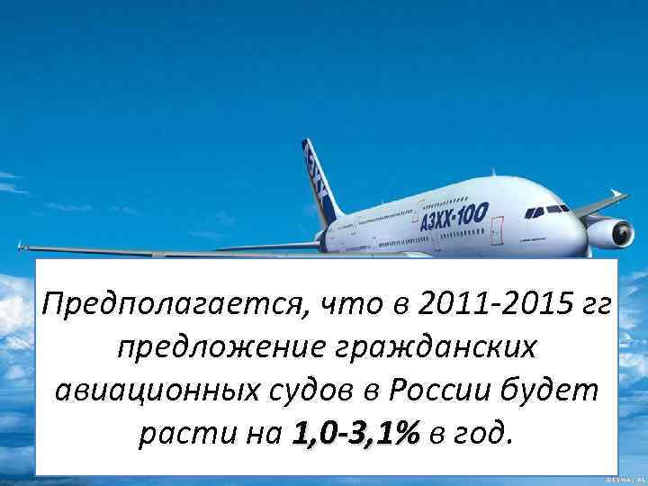 Предполагается, что в 2011 -2015 гг предложение гражданских авиационных судов в России будет расти