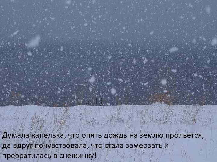 Думала капелька, что опять дождь на землю прольется, да вдруг почувствовала, что стала замерзать