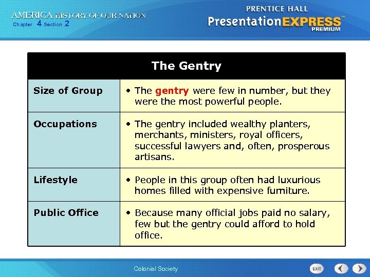 Chapter 4 Section 2 The Gentry Size of Group • The gentry were few