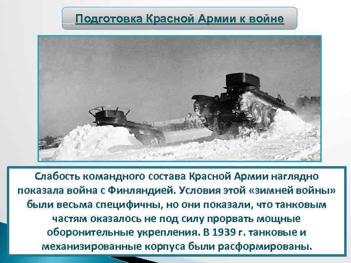 Подготовка Красной Армии к войне Слабость командного состава Красной Армии наглядно показала война с