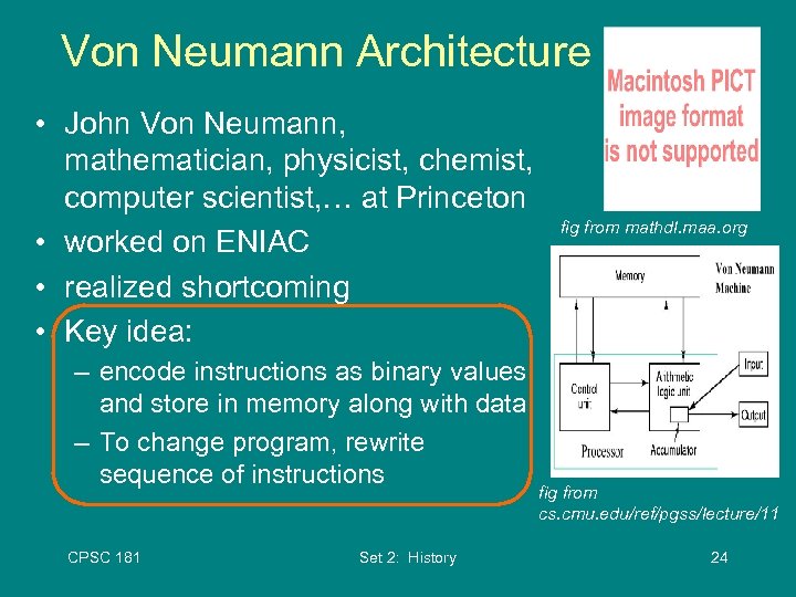 Von Neumann Architecture • John Von Neumann, mathematician, physicist, chemist, computer scientist, … at