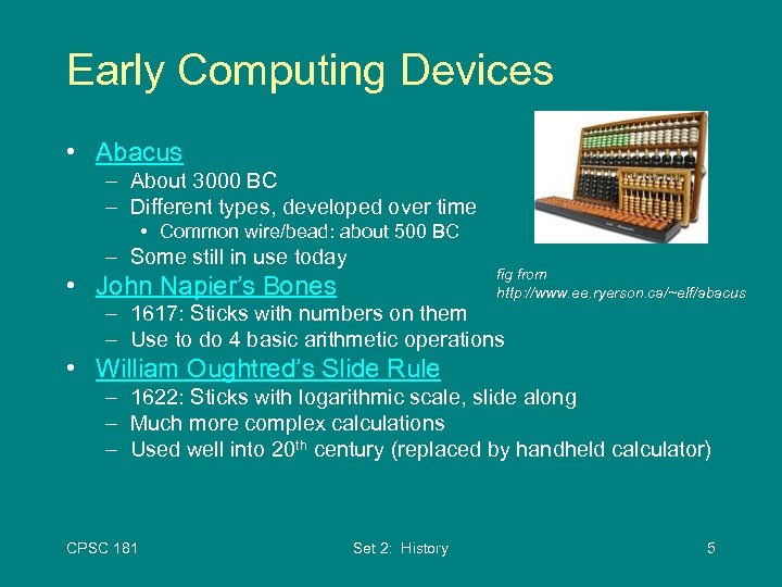 CPSC 181 A Brief History Of Computer Science