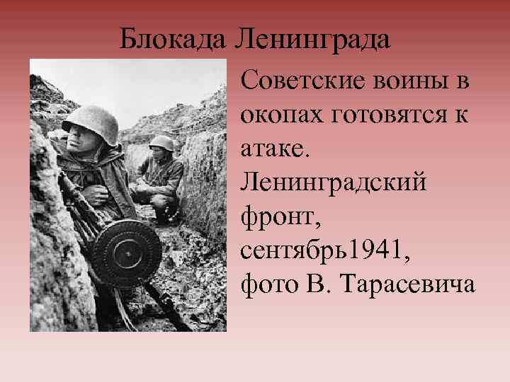 Блокада Ленинграда Советские воины в окопах готовятся к атаке. Ленинградский фронт, сентябрь1941, фото В.